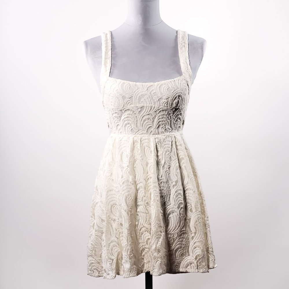 Free People Cream Lace Open Back Mini Dress RARE NWOT